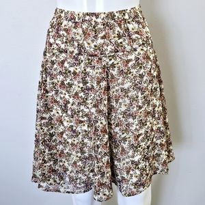 Old Navy Cream Multicolored Floral Godet Chiffon Skirt Size Medium